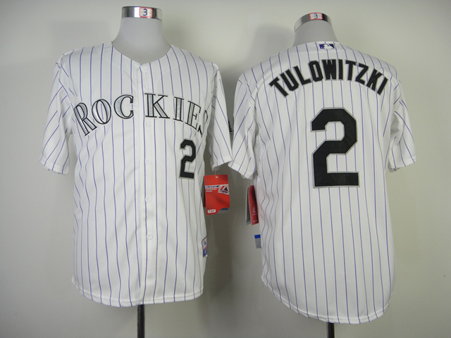 Men Colorado Rockies 2 Tulowitzki White MLB Jerseys